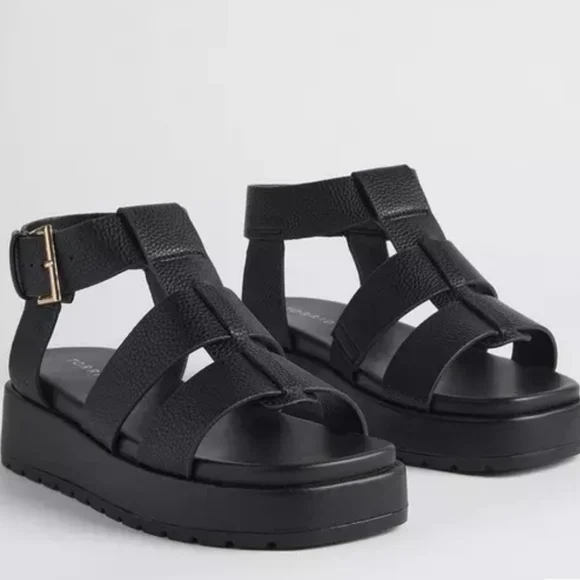NWOT - Size 11.5 Black Strappy Platform Sandals - TORRID - Picture 2 of 4